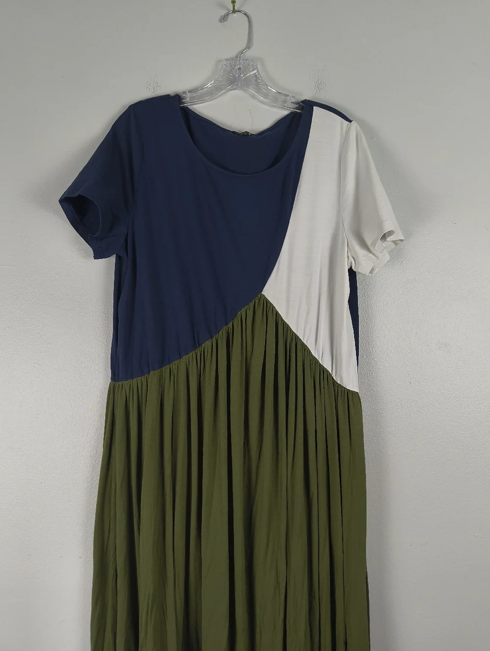 Floryday Green Blue White Color Block Flowy Stretch Casual Boho Maxi Dress XL - Picture 3 of 9